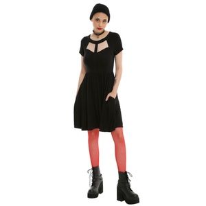 Hot Topic Cutout Mesh Black Dress with Pockets